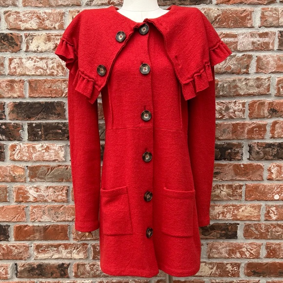 Anthropologie orange wool coat with ruffled collar HWR / M / Excellent condition - Picture 3 of 15